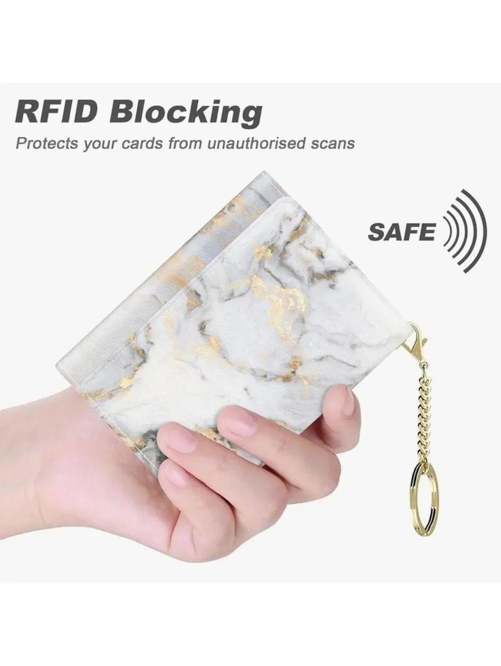 Marble Pattern RFID Blocking Wallet with Keyring